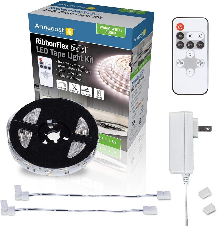 Armacost 16 ft. Warm White LED Strip Tape Light Kit with Remote