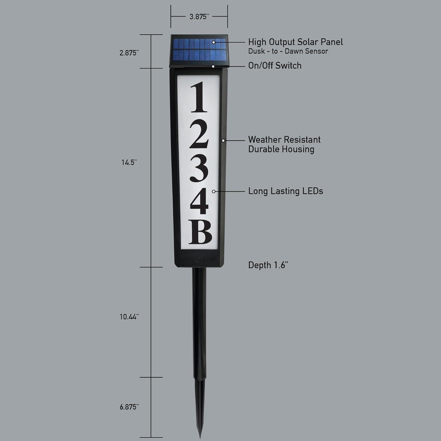 Sensor Brite Black Plastic Solar Powered Address Light