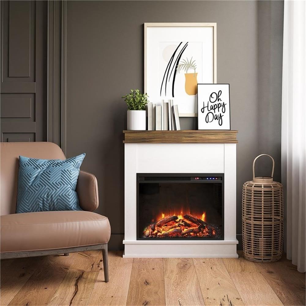 Ameriwood Home Mateo Electric Fireplace with Mantel and Touchscreen Display