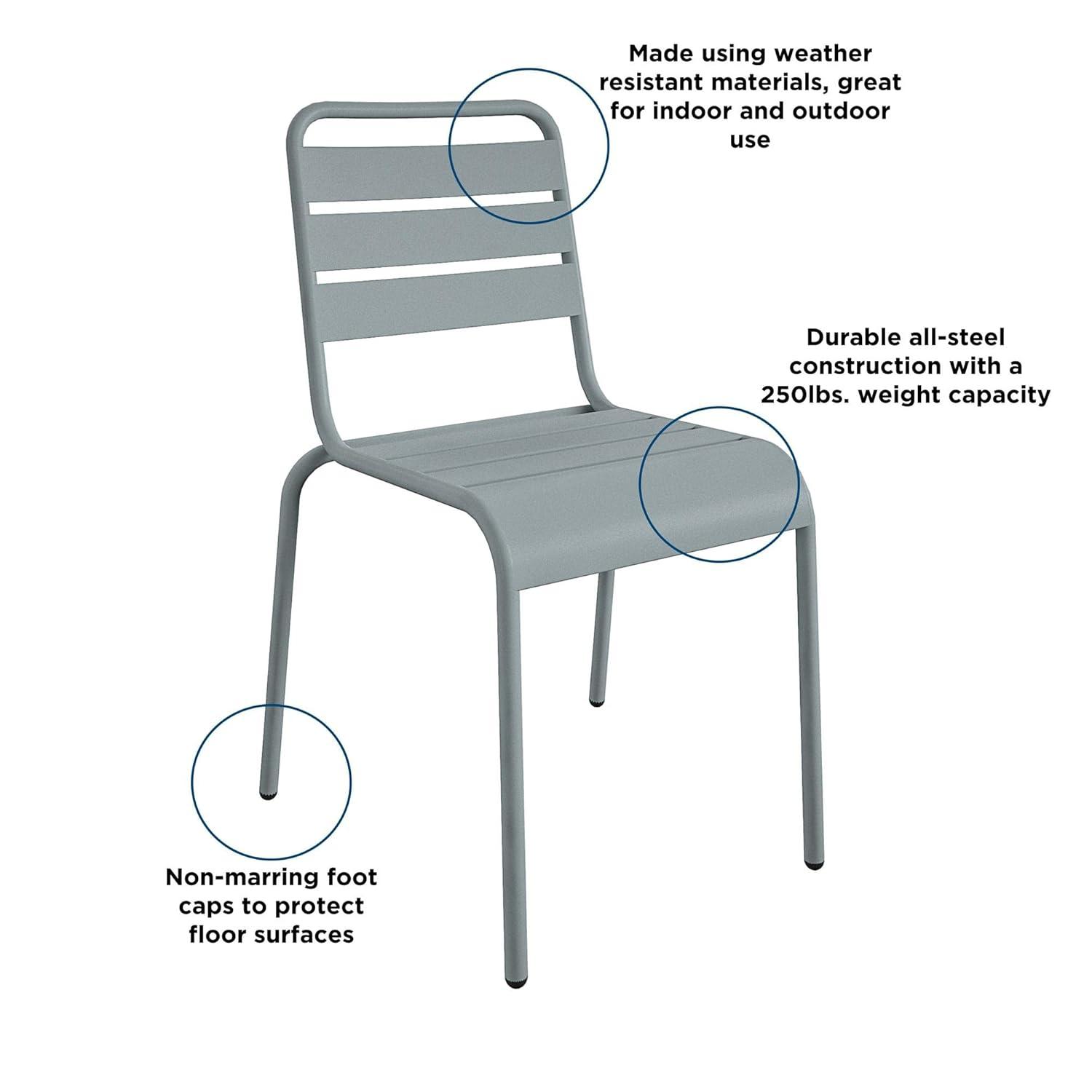 June Powder Coated Steel Outdoor Stacking Dining Side Chair