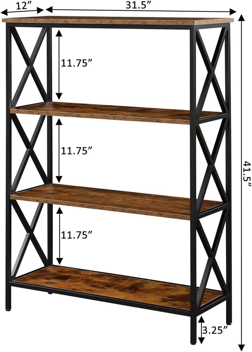 Convenience Concepts Tucson 4 Tier Bookcase, Barnwood/Black