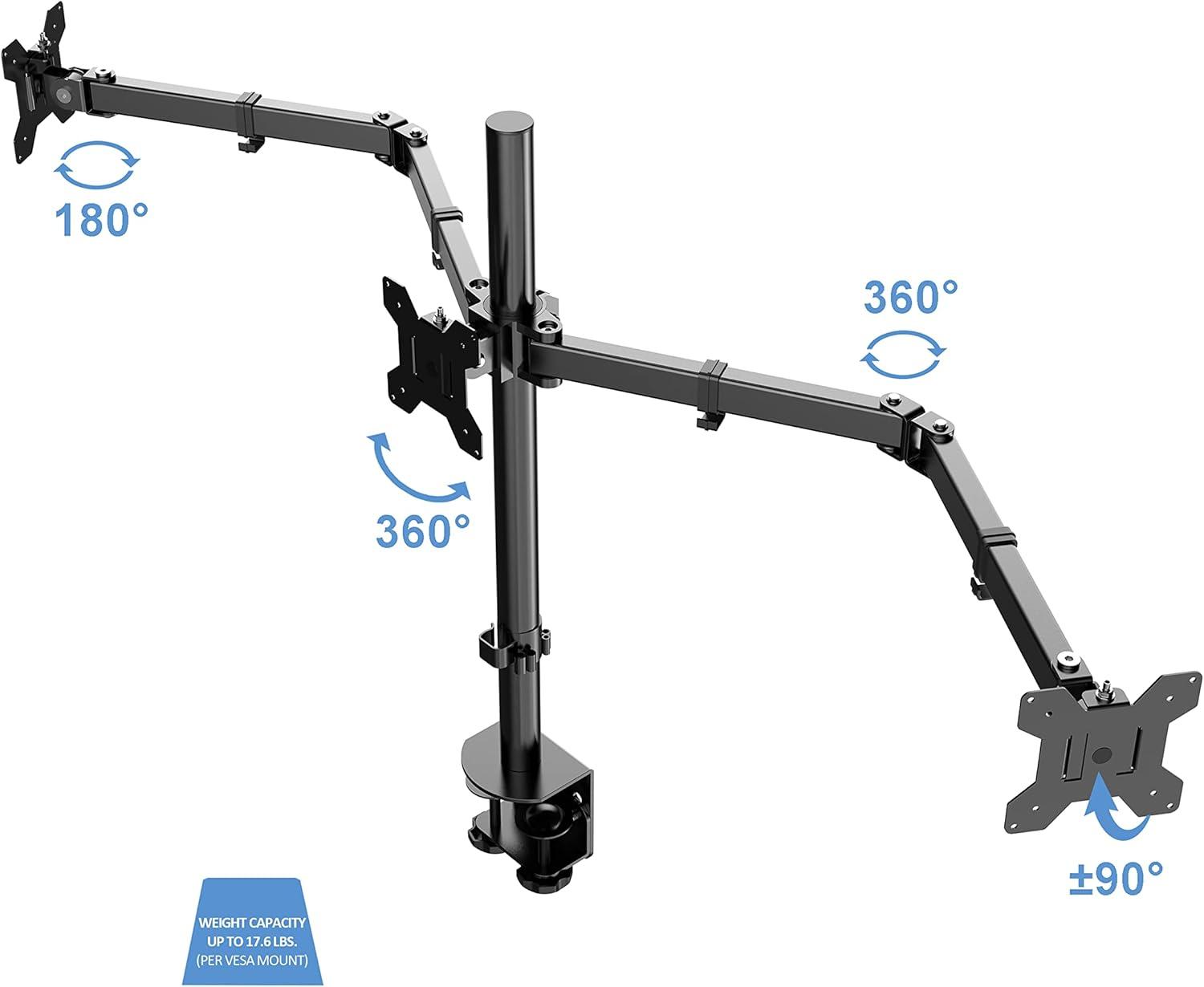 46in Large Adjustable Standing Desk Converter/Triple Monitor Mount Bundle - Teak - Rocelco