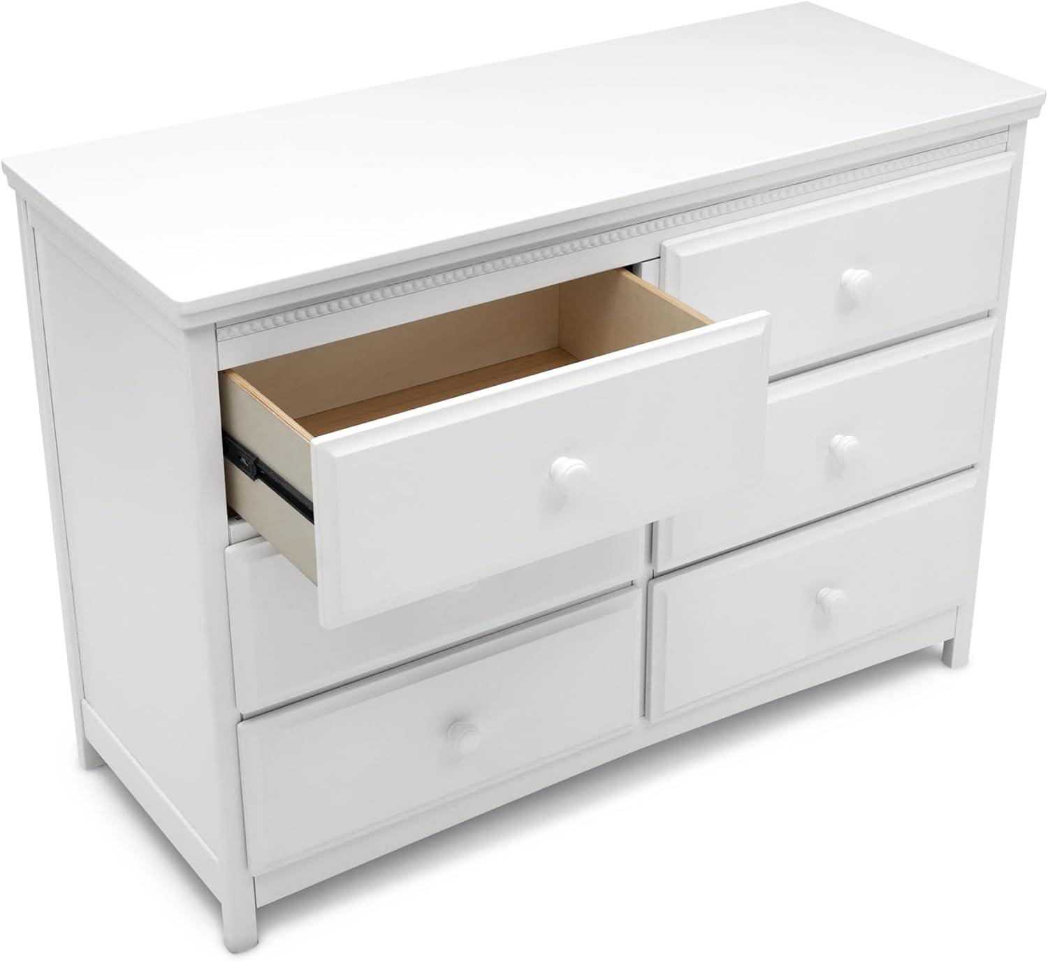 Bianca White 6-Drawer Nursery Dresser with Interlocking Drawers