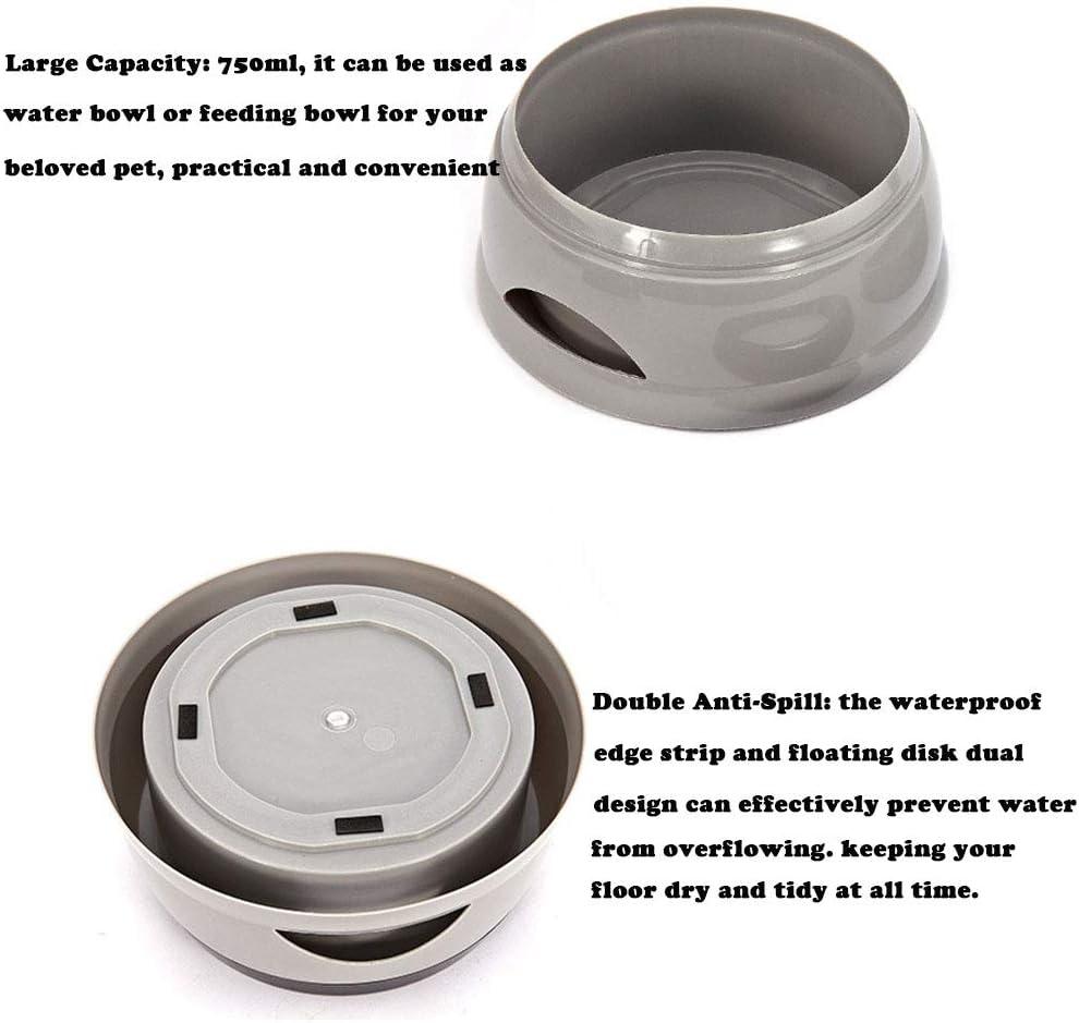 Gray Polypropylene No Spill Dog Water Bowl with Floating Disk