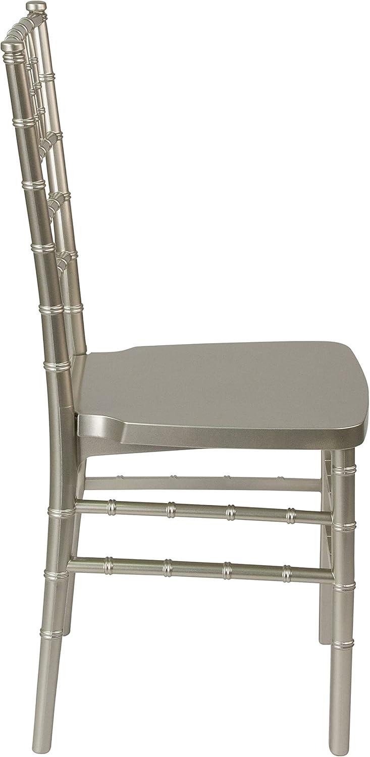 Silver Plastic Armless Chiavari Stacking Chair