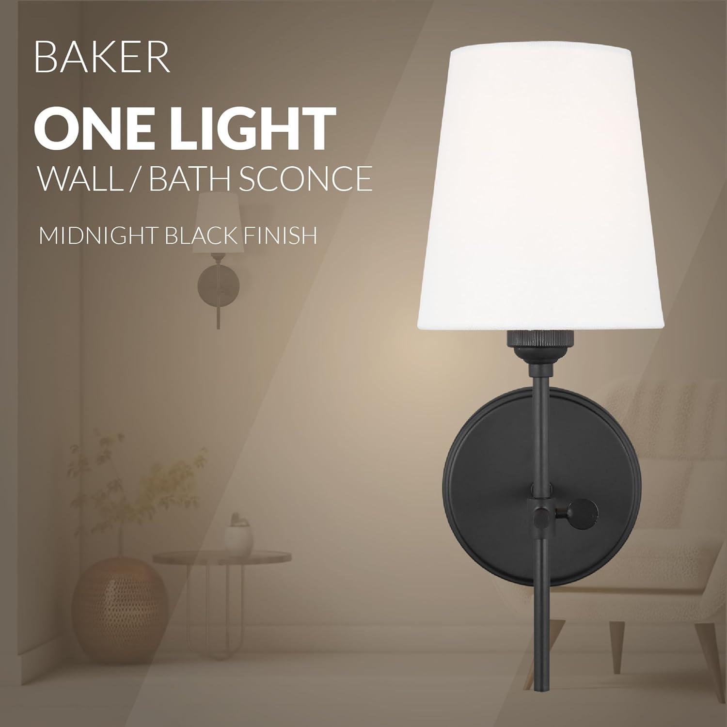 Generation Lighting 1-Light Baker Bath Fixture Wall Lamp Midnight Black 4187201-112 | Bathroom Light Fixture for Home Decor | Wall Sconce Vanity Light Fixture and Bathroom Accessory