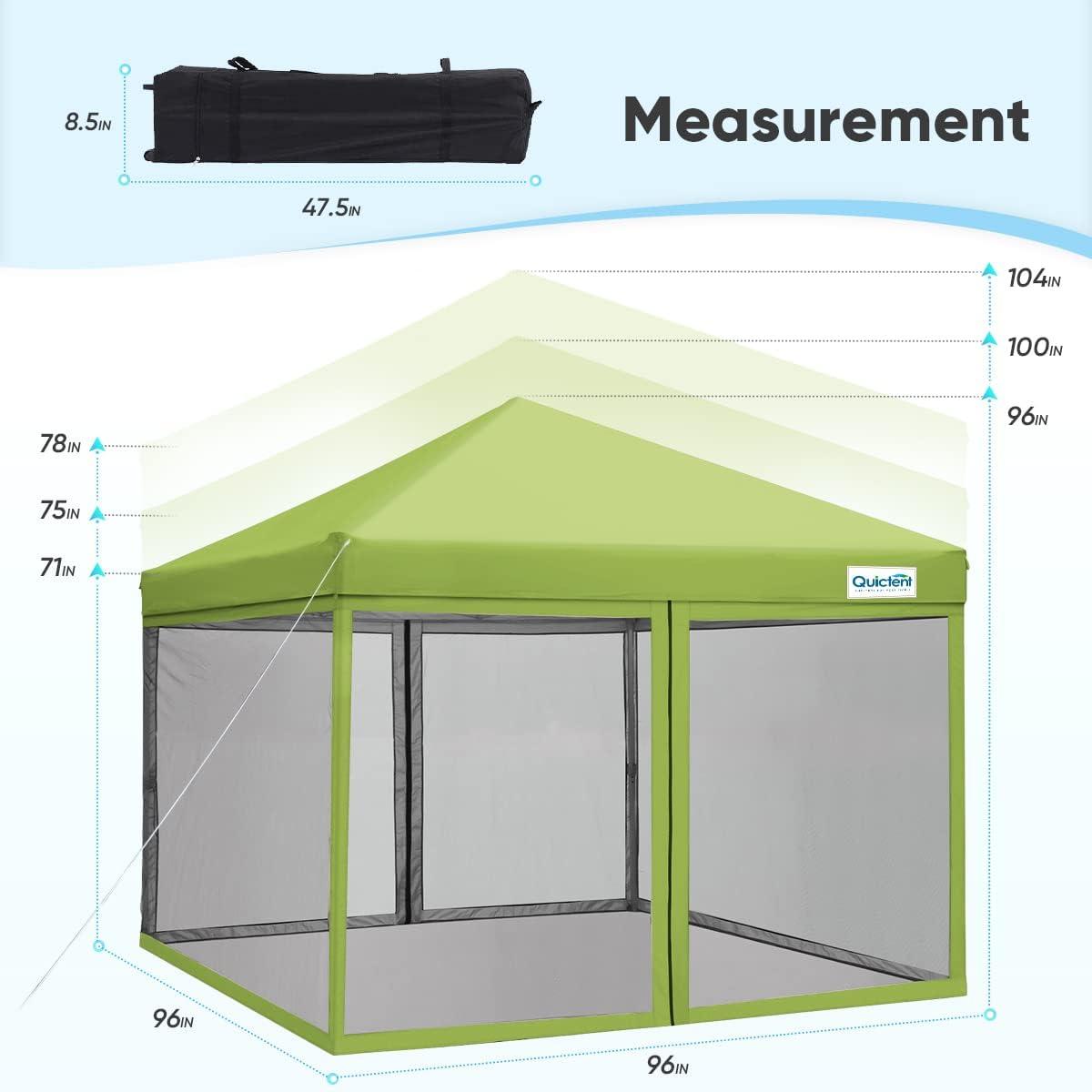 Green 8'x8' Pop-Up Canopy Tent with Mosquito Netting