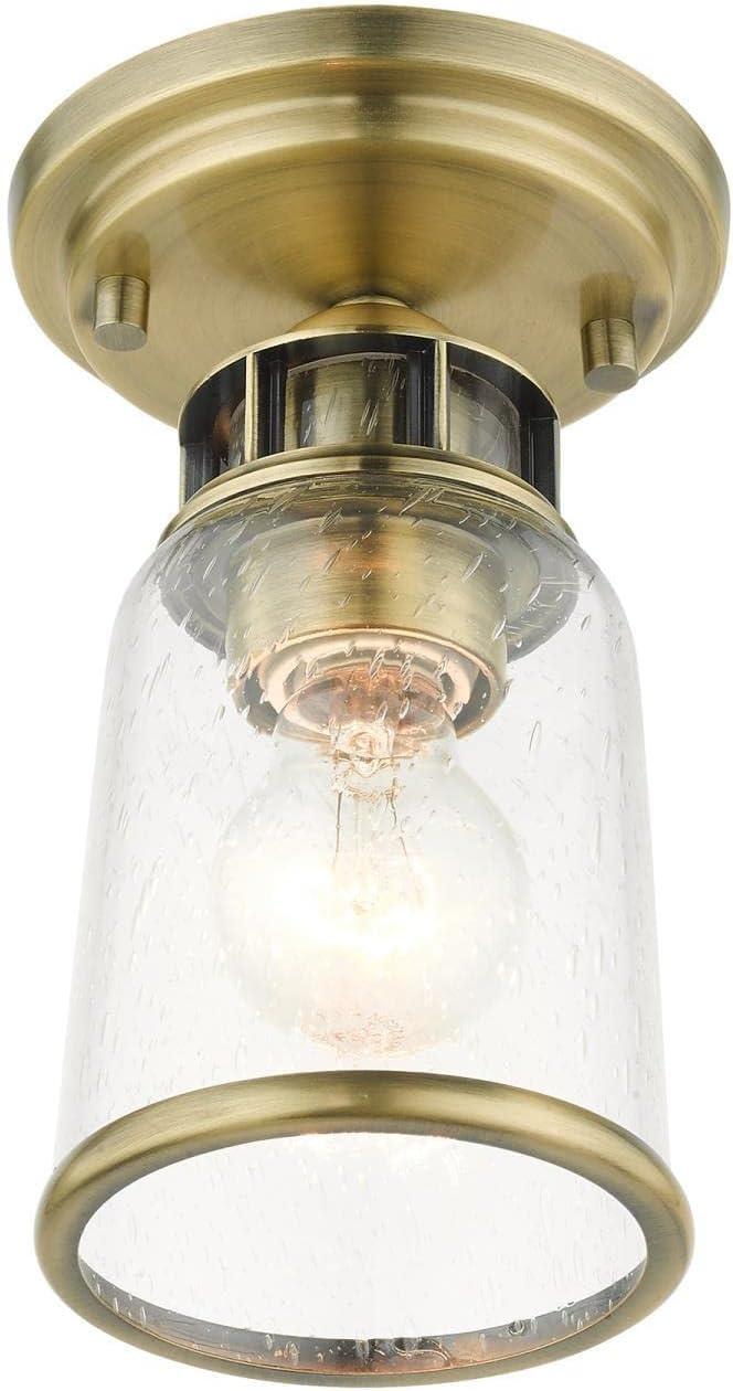 Livex Lighting Lawrenceville 1 - Light Flush Mount in  Antique Brass