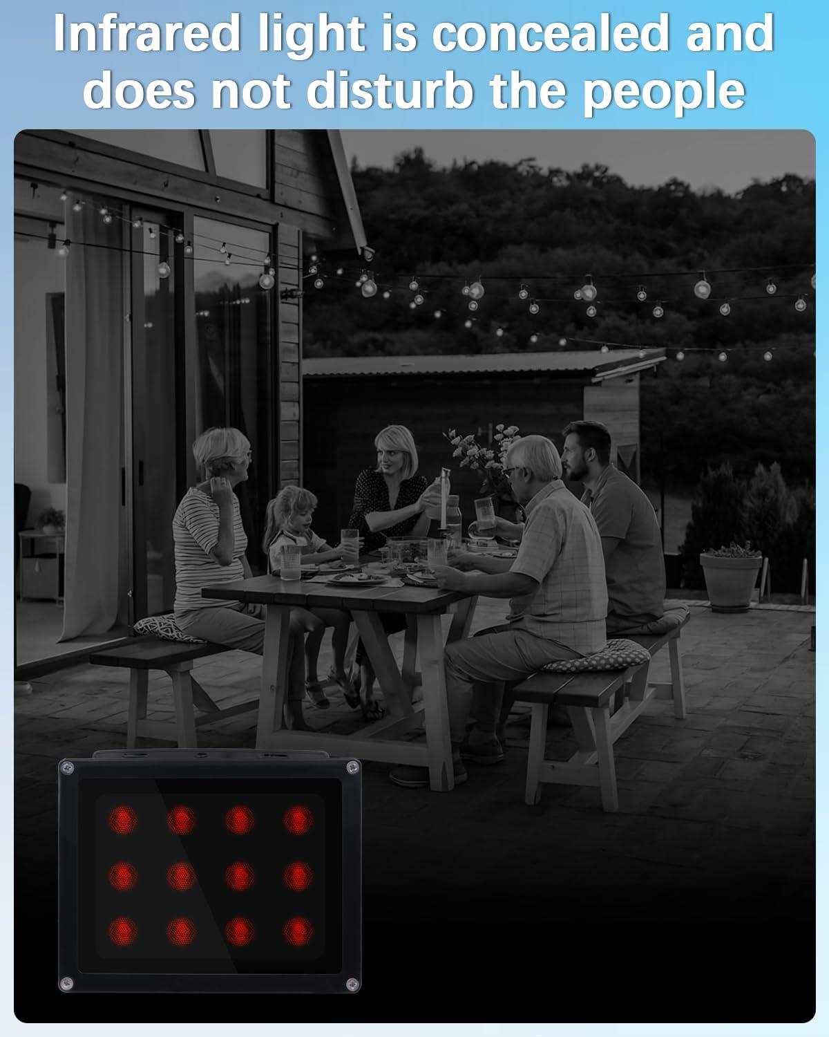 【12 LED Waterproof 】 IR Illuminator 90 Degree Wide Angle Long Range Infrared Light, 120ft 850nm IR Flood Lights with Power Adapter for Night Vision CCTV & IP Security Camera