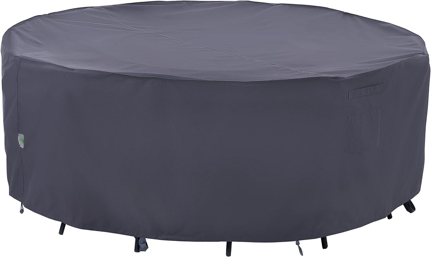 F&J Outdoors Premium Waterproof Outdoor Patio Round Table Cover: Latest Rip-Stop Fabric, 3-Year Warranty