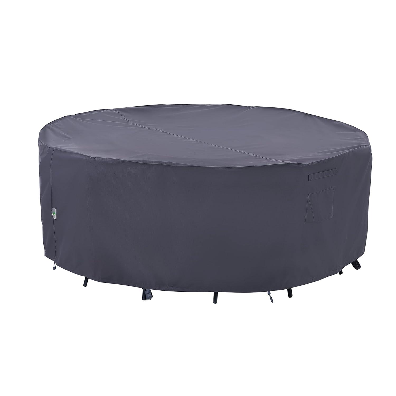 F&J Outdoors Premium Waterproof Outdoor Patio Round Table Cover: Latest Rip-Stop Fabric, 3-Year Warranty
