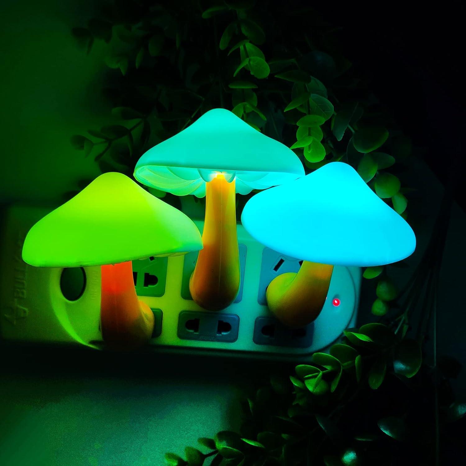 Color-Changing Mushroom LED Night Light with Sensor, 2-Pack