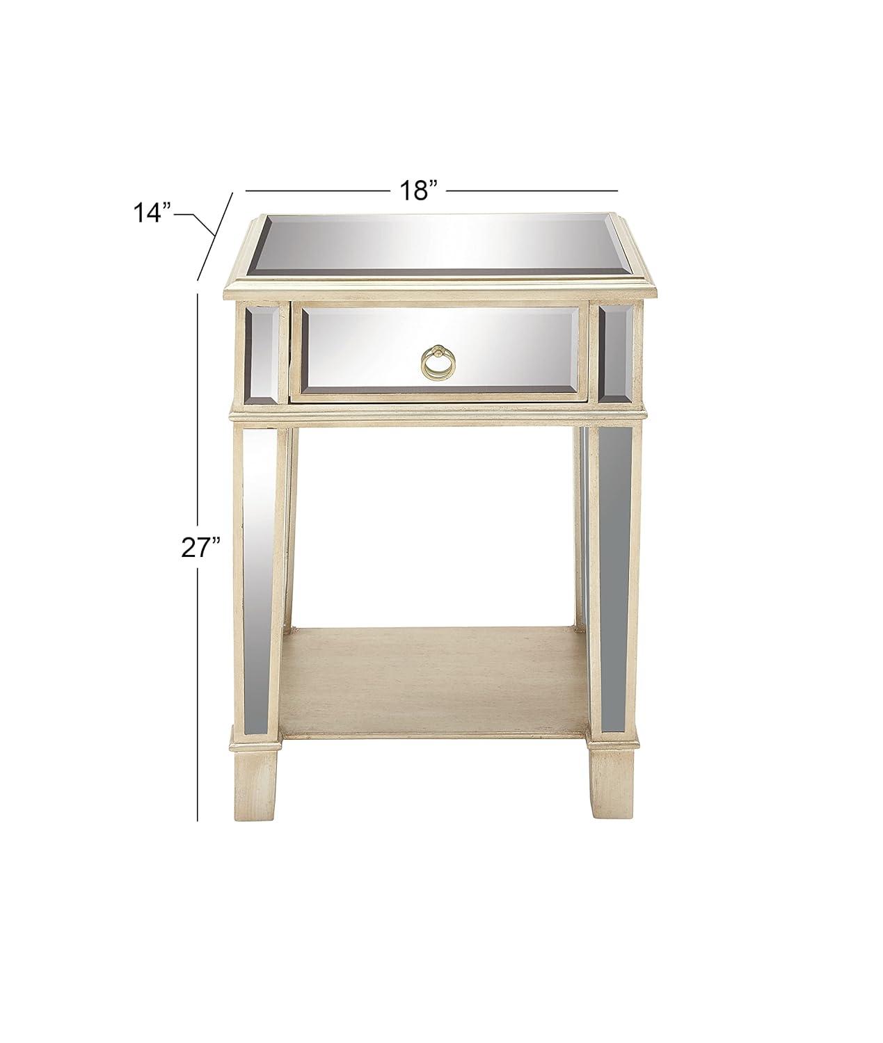 DecMode 39" x 34" Silver Wood Mirrored Panel 4 Drawers 2 Shelves and 2 Doors Buffet with Acrylic Knob Handles, 1-Piece