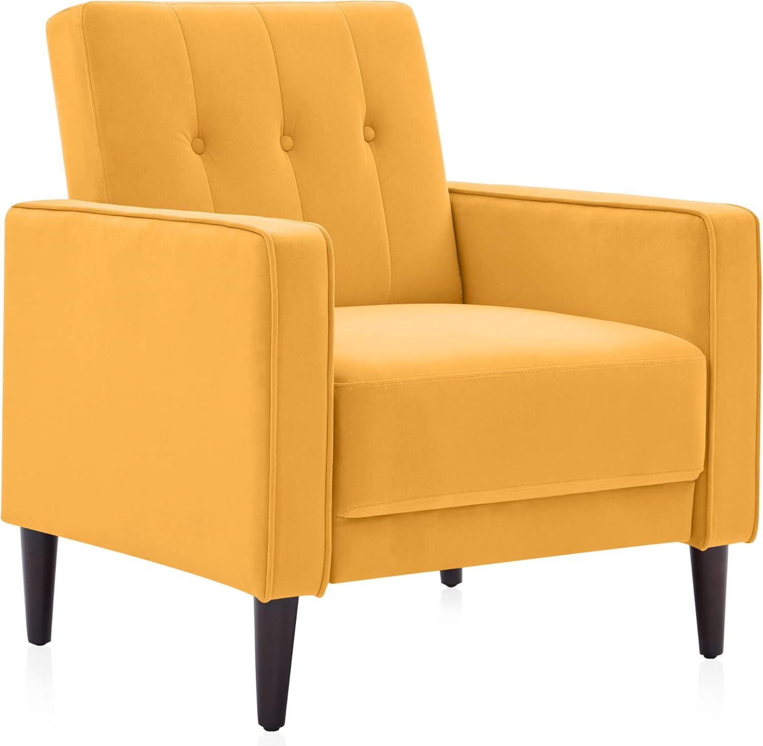 BELLEZE Mid-Century Modern Velvet Armchair - Valencia (Yellow)