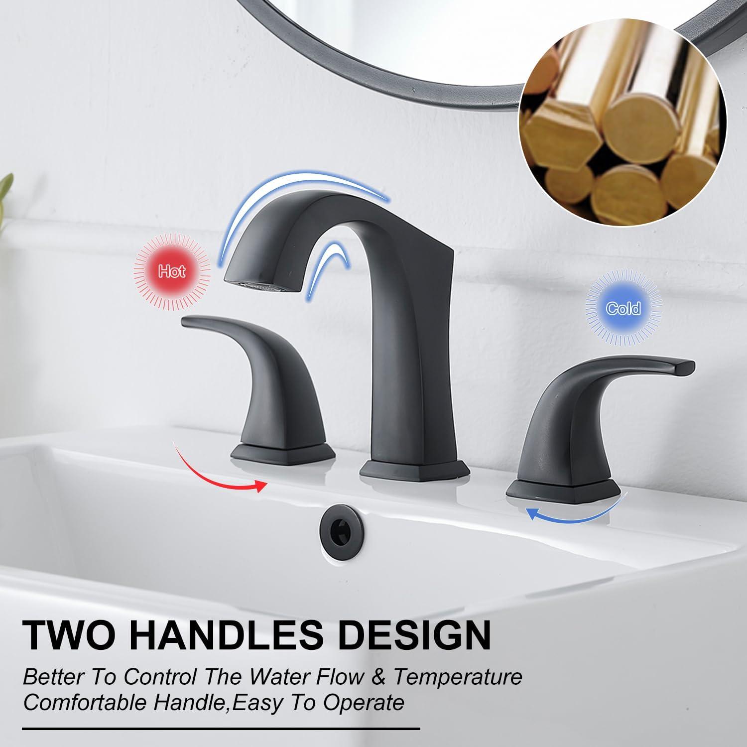 Widespread 2-handle Bathroom Faucet with Drain Assembly