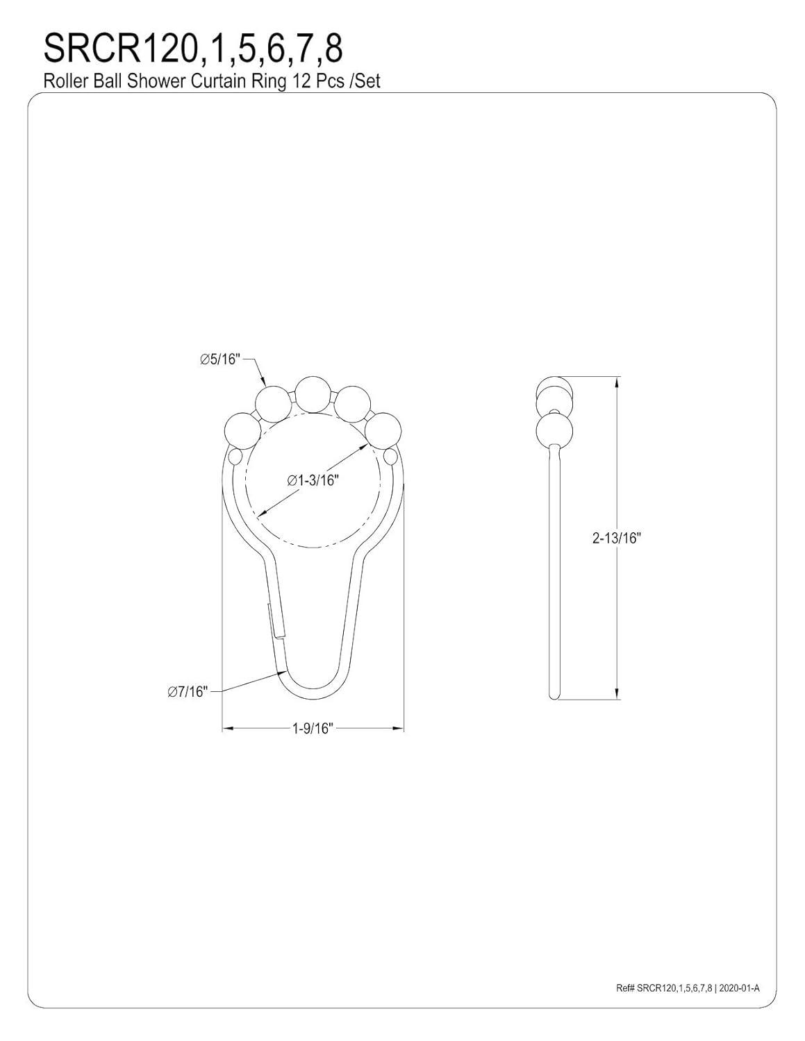 Kingston Brass Kingston Brass Edenscape Roller Ball Shower Curtain Rings (Set of 12)