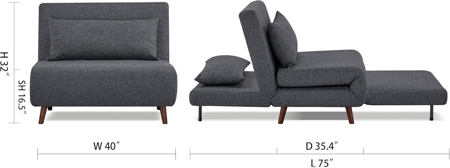 A&D Home Tustin Polyester Convertible Futon Chair, Charcoal