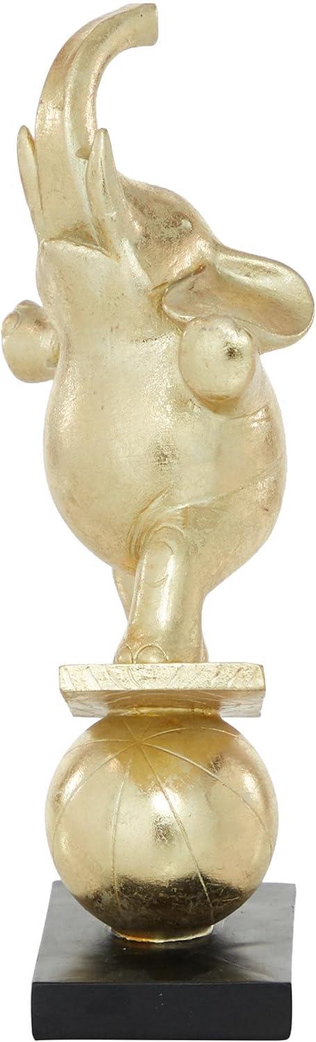 Deco 79 Polystone Elephant Handmade Decorative Sculpture Home Decor Statue, Accent Figurine 7" x 3" x 12", Gold