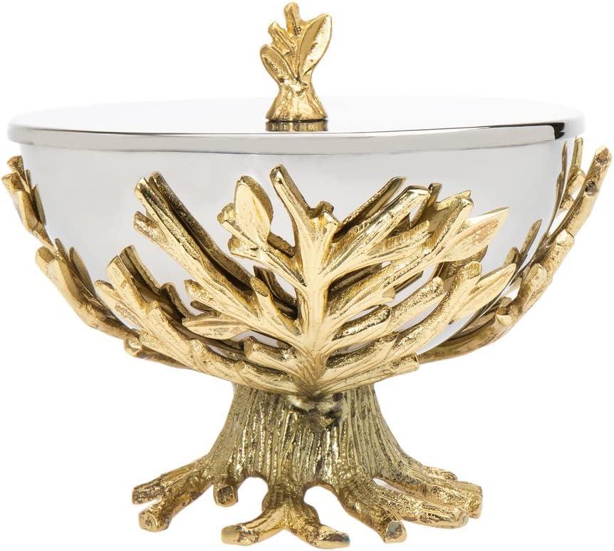 Godinger  Golden Branch Metal Bowl with Lid