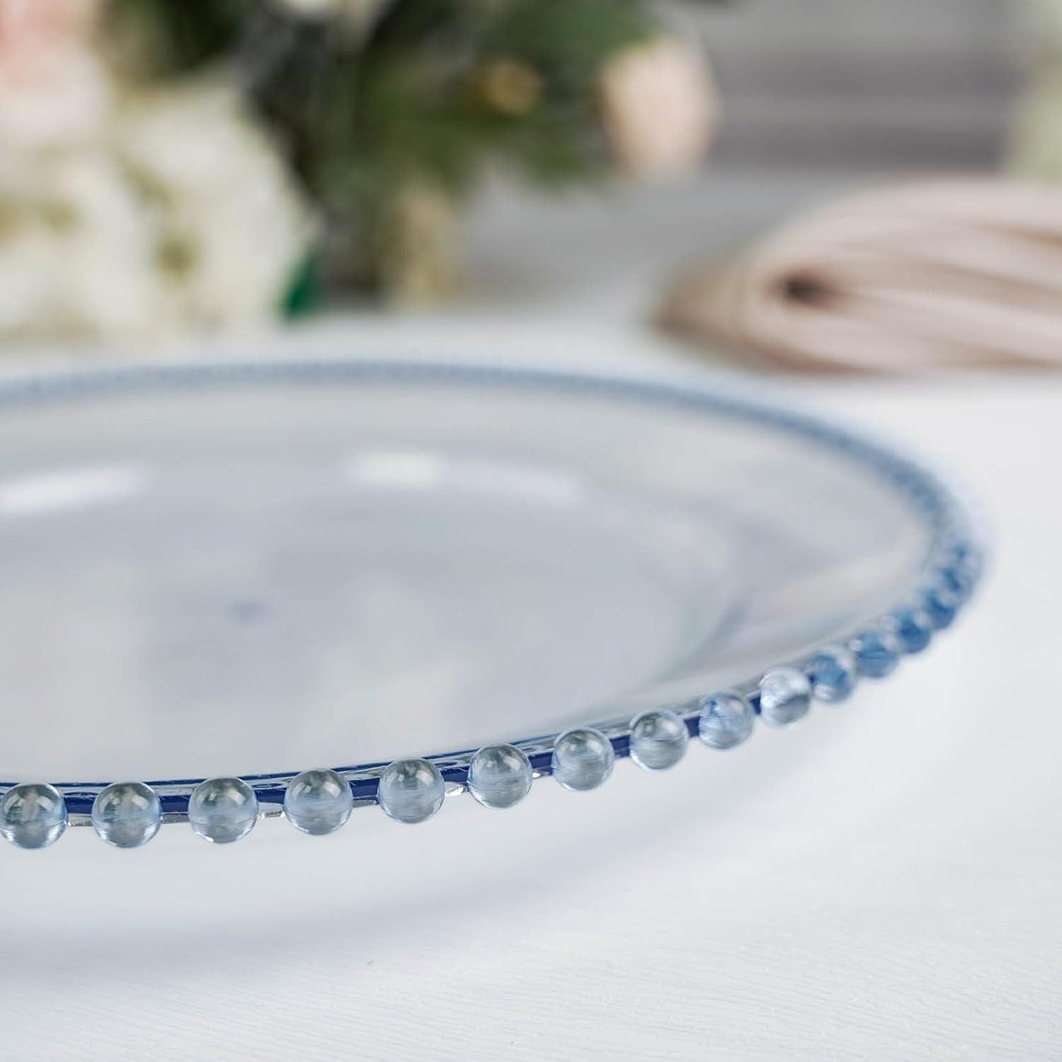 Efavormart 6 Pack 12" Clear Blue Acrylic Round Charger Plates With Beaded Rim Dinner Charger Plates