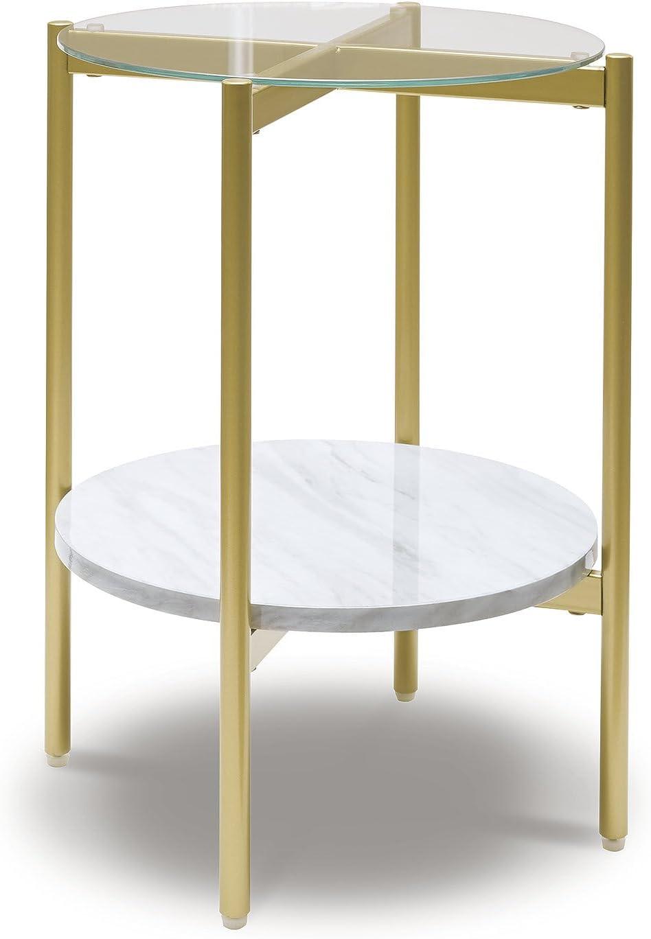 Signature Design by Ashley Contemporary Wynora End Table  White/Gold