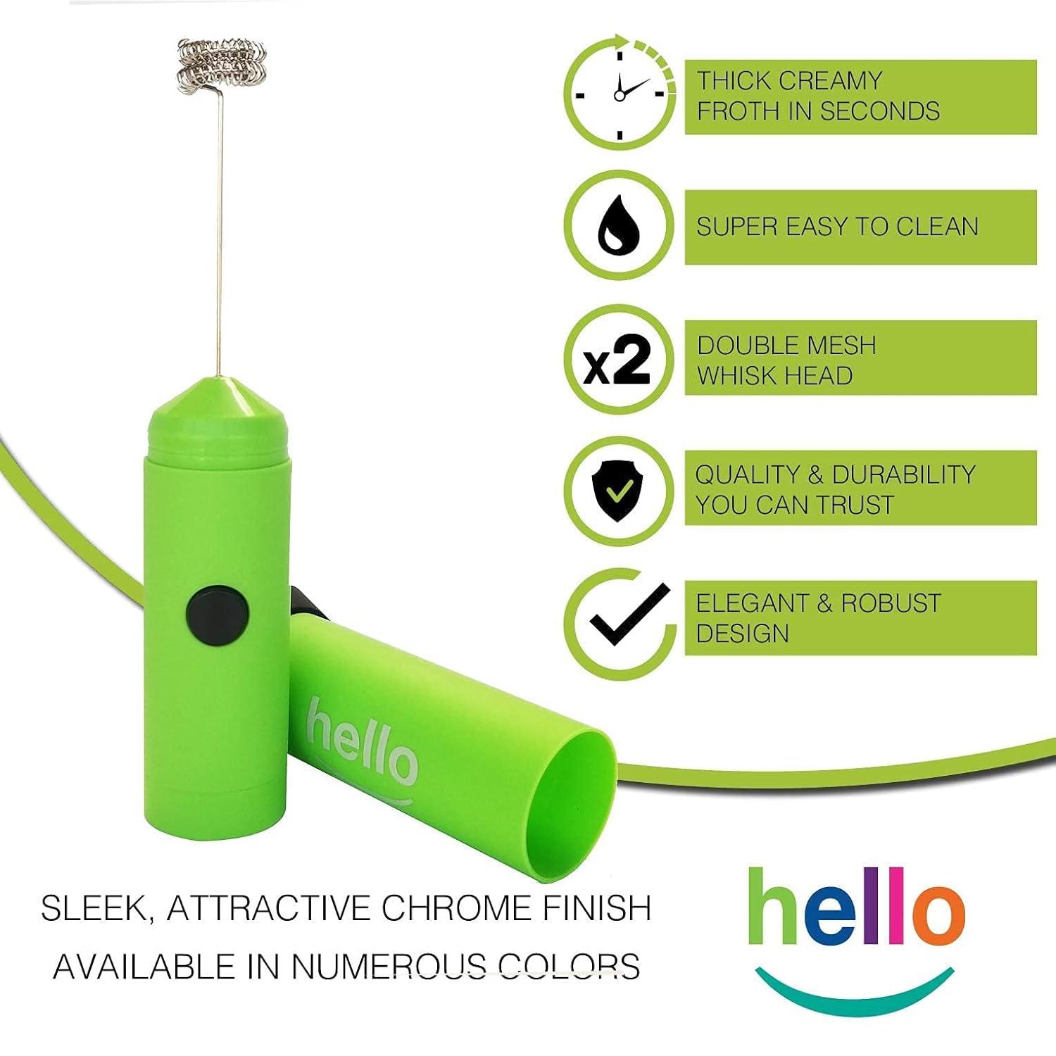 MatchaDNA Milk Frother Hello Double Whisk Head, Handheld Battery Operated Electric