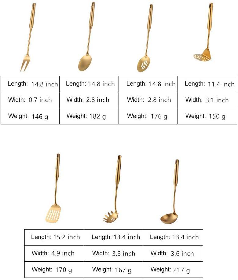 7-Piece Gold Stainless Steel Modern Cooking Utensil Set