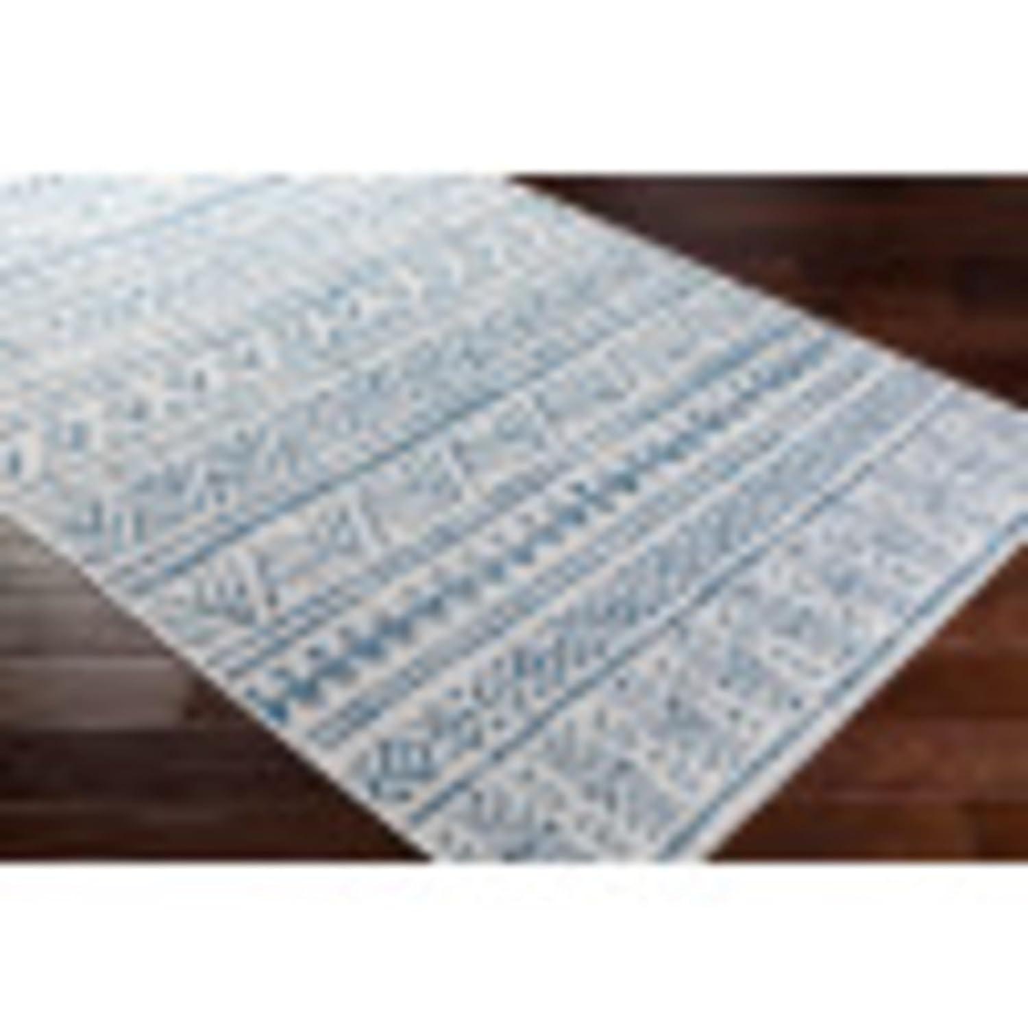 Livabliss Eagean Global Indoor/Outdoor Area Rug,6'7" Square,Denim/Cream