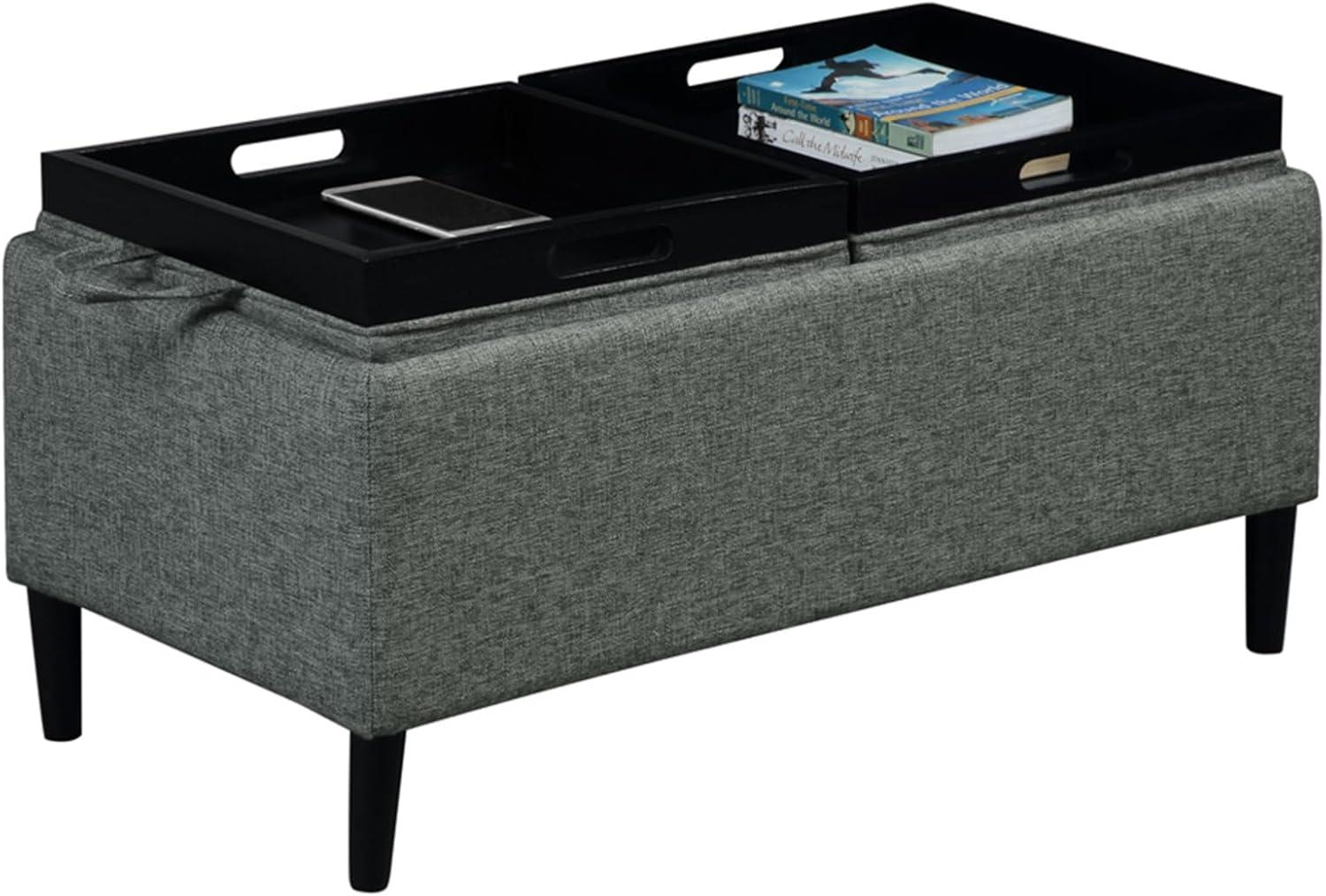 Convenience Concepts Designs4Comfort Magnolia Storage Ottoman with Reversible Trays, Light Charcoal Gray Fabric
