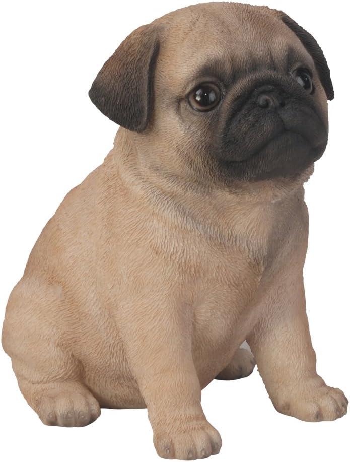 1" Tall Miniature Brown Pug Figurine Realistic Collectibles Resin Dog Statue Hand Painted Polyresin Figure Decor