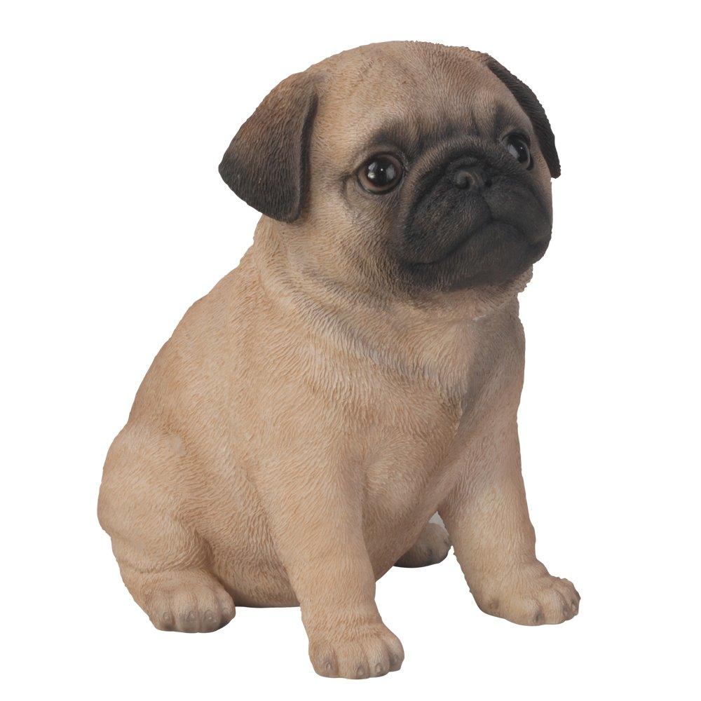 1" Tall Miniature Brown Pug Figurine Realistic Collectibles Resin Dog Statue Hand Painted Polyresin Figure Decor