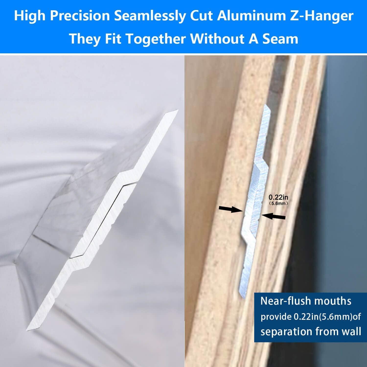 (41 inch) French Cleat Hanger Heavy Duty, 2 Pairs Aluminum Z Clips French Cleats, Interlocking Wall Mount Bracket Hardware Kit for Mirrors, Picture, Shelf, Headboard, Whiteboard, Art, Frames