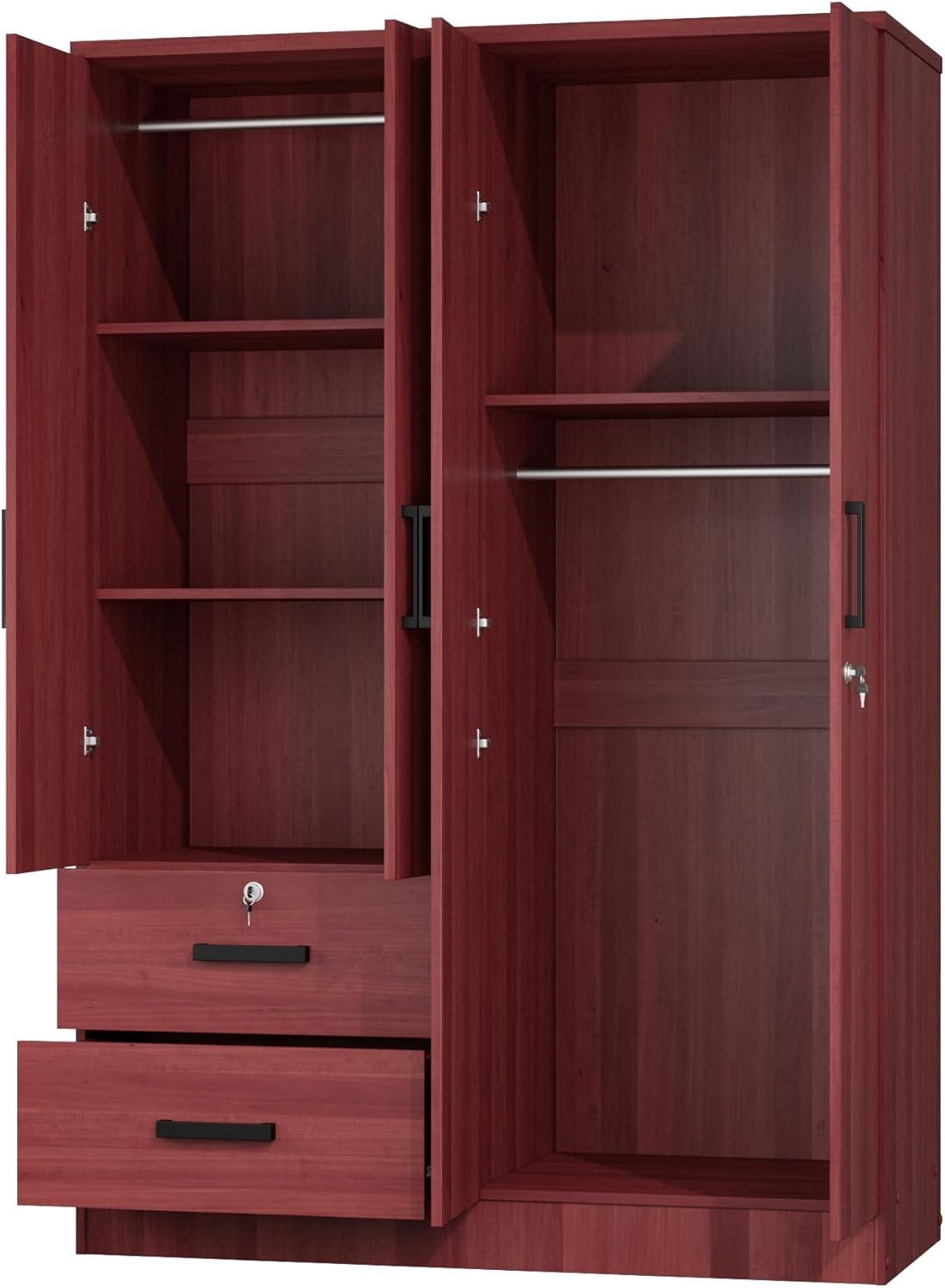 Better Home Products Luna Modern Wood 4 Doors 2 Drawers Armoire in White