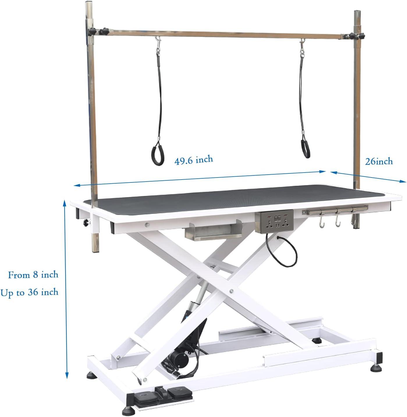 SoarFlash 36'' H x 49.6'' W x 26'' D Metal Adjustable Dog Electric Grooming Table