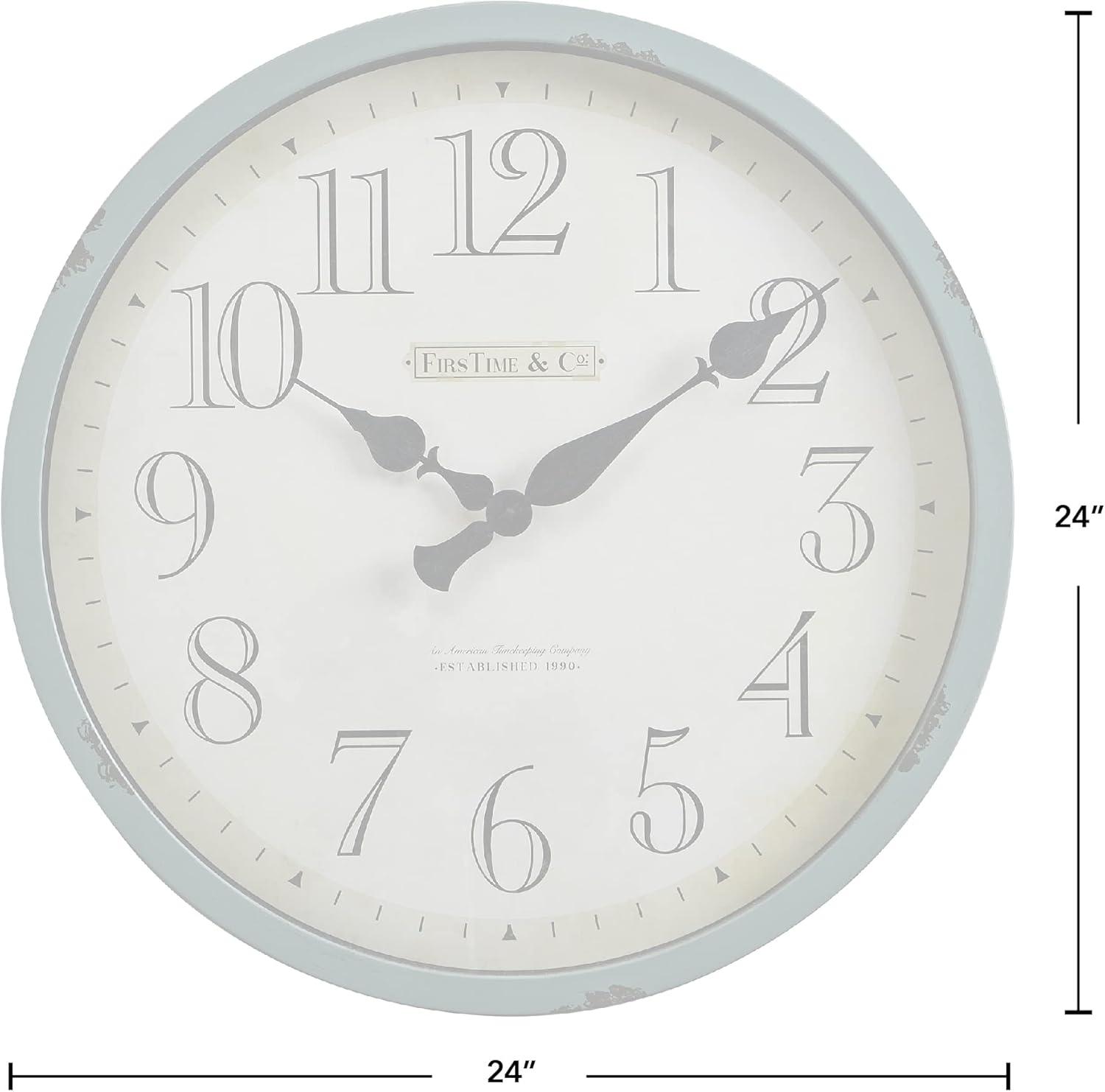 FirsTime & Co. Teal Bellamy Wall Clock, Farmhouse, Analog, 24 x 2 x 24 in