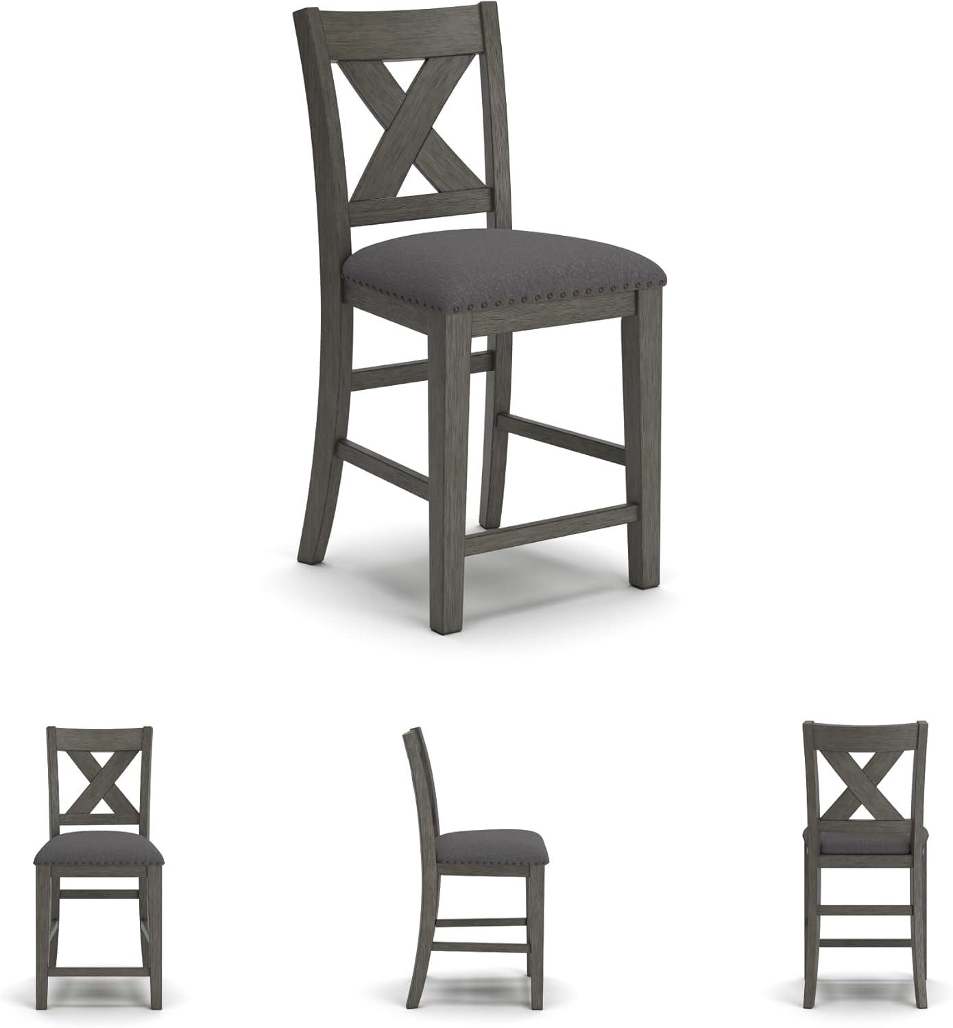 Signature Design By Ashley Caitbrook Rustic 24.63" Counter Height Upholstered Barstool, Set Of 2, Gray