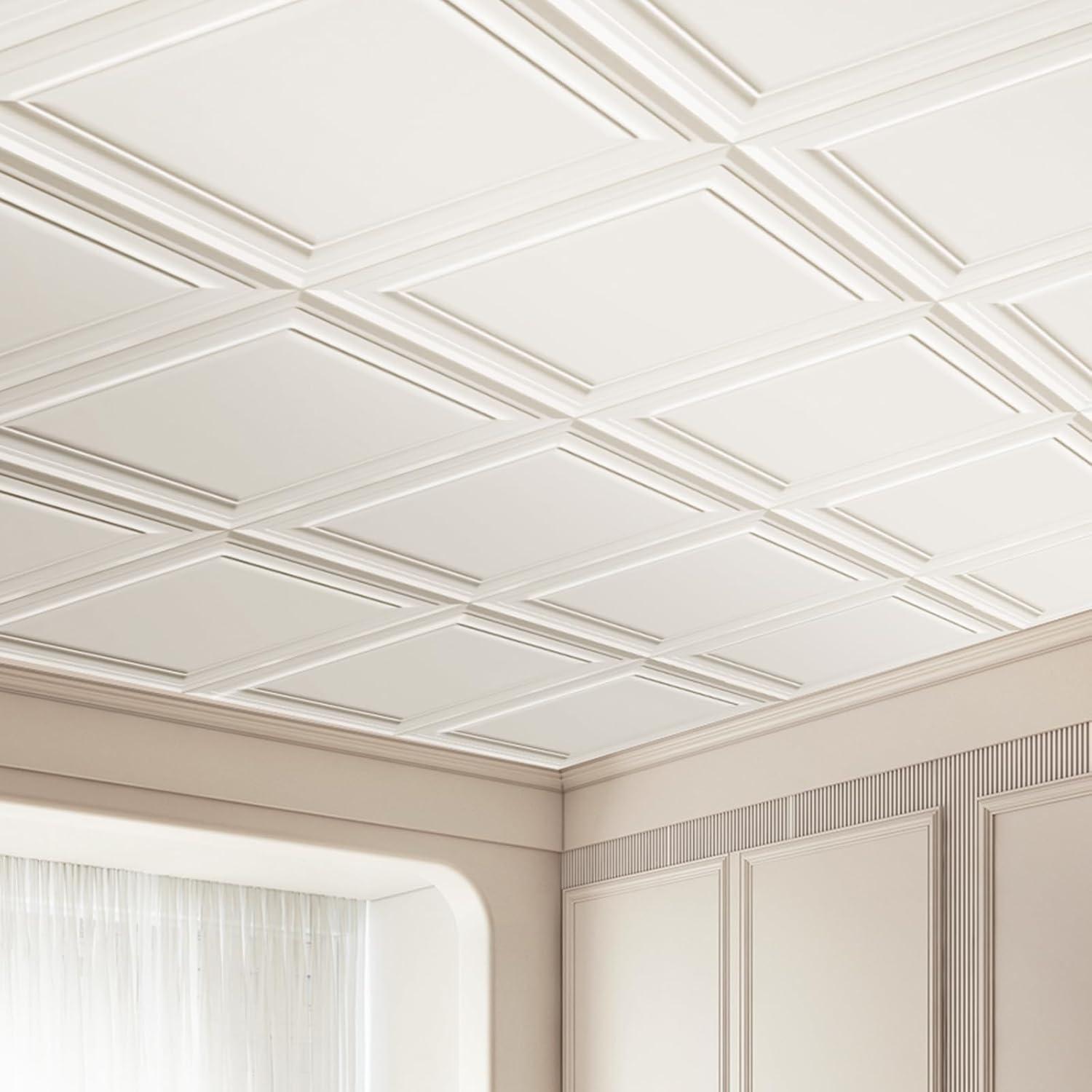 Ivory White 20" x 20" Polystyrene Ceiling Tiles Pack