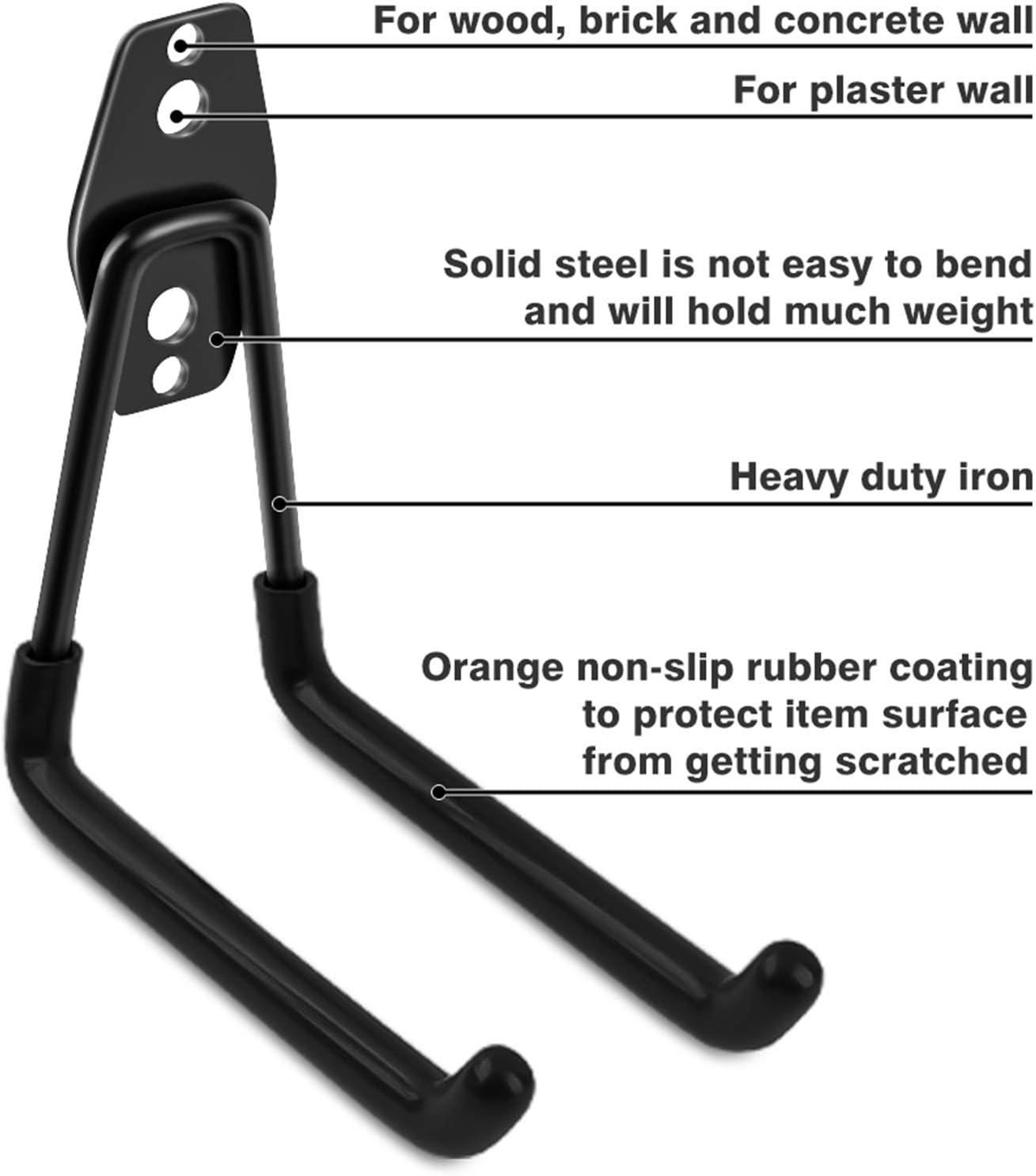 Garage Hooks Heavy Duty 12 Pack Steel Garage Storage Hooks Tool Hangers for Garage Wall Utility Wall Mount Garage Hooks and Hangers with Anti Slip Coating for Garden Tools Ladders Bulky Items