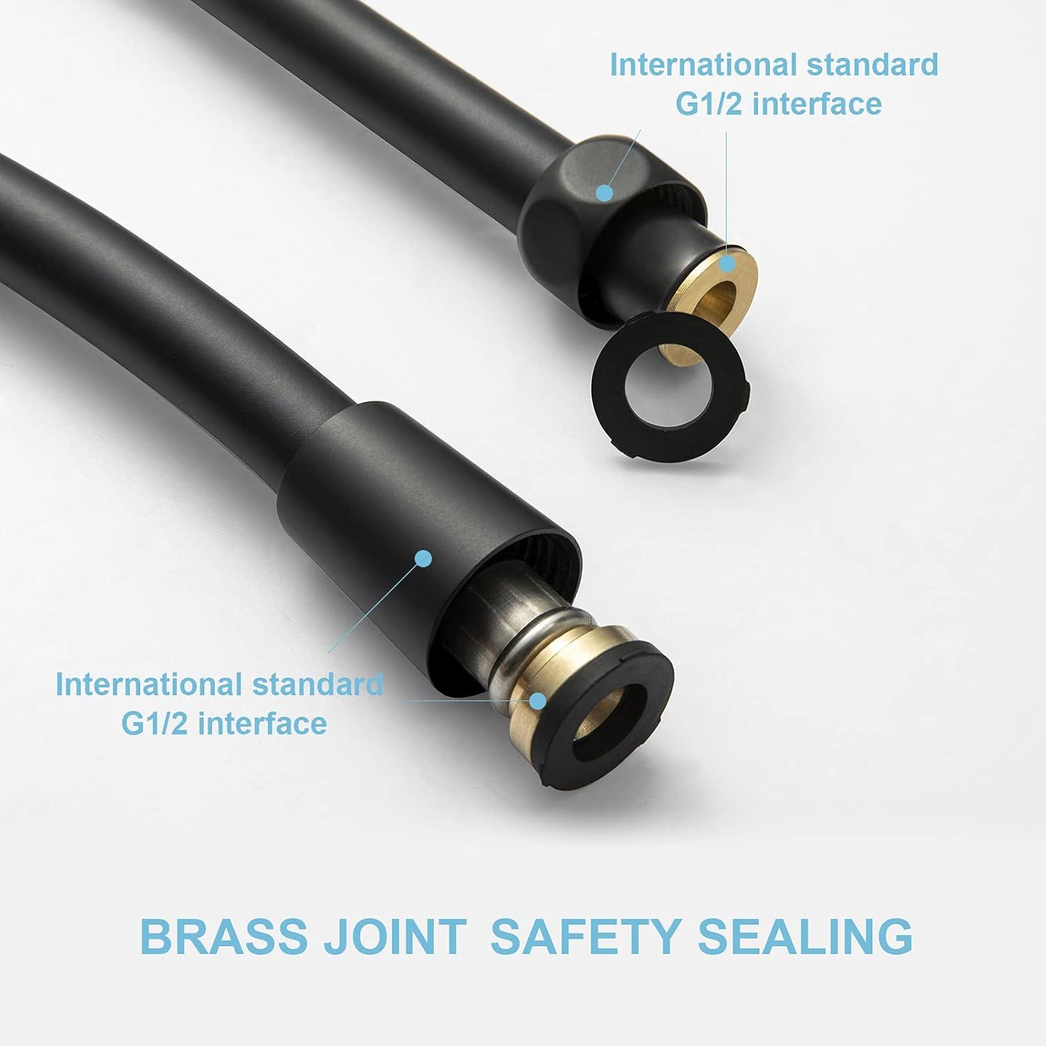 OFFO Ultra-Flex Shower Hose, Premium RV PVC Handheld Shower Head Hose Flex Hoses Extension with Brass Insert and Nut for Bathing Pet Bathing, 80 Inches Matte Black