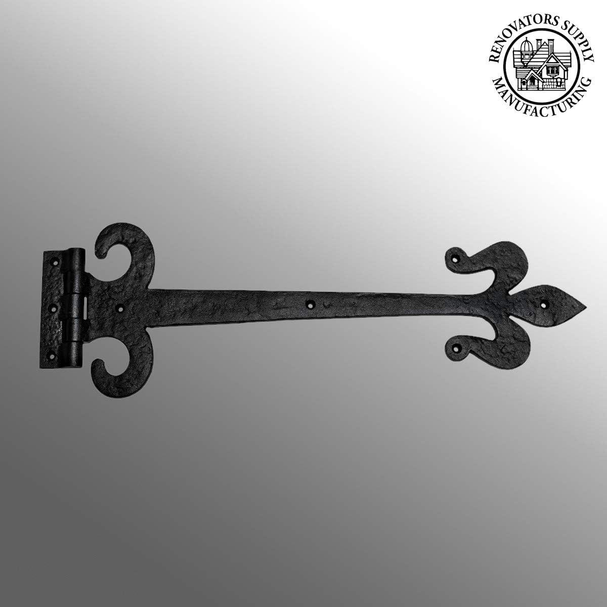 Heavy Iron Fleur De Lis Long Authentic Colonial Reproduction Strap Hinge