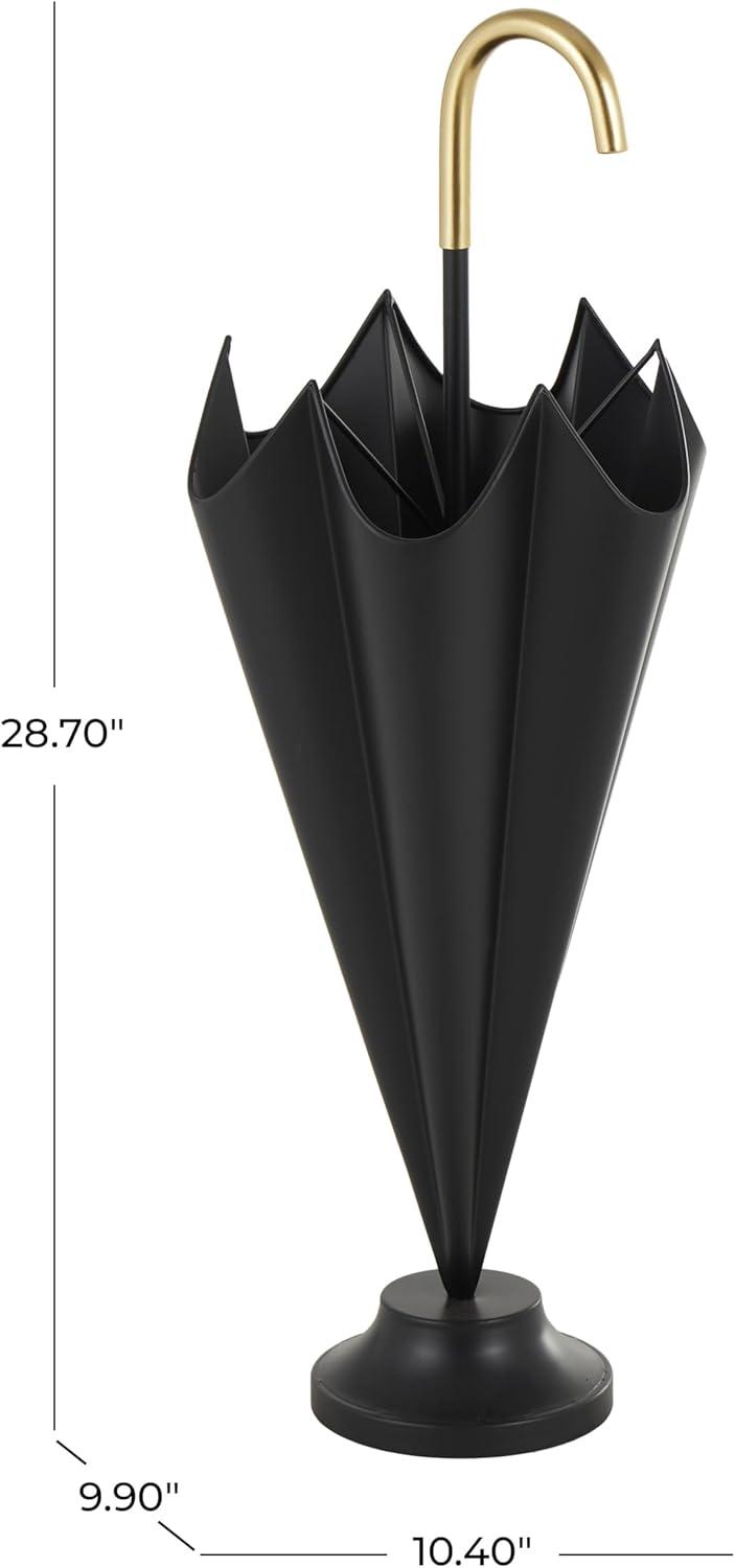 DecMode Gray Metal Galvanized Umbrella Stand with Copper Base and Handle