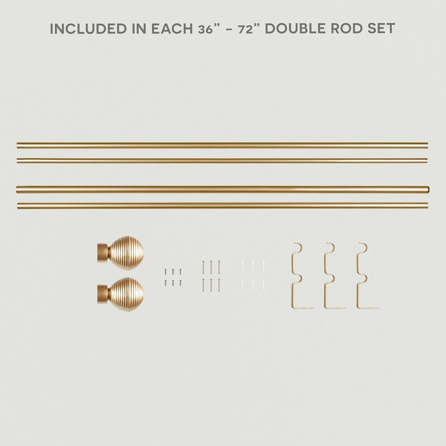 EXCLUSIVE HOME Modern Layer 1" Curtain Rod and Coordinating Finial Set, Matte Silver, Adjustable 36"-72"