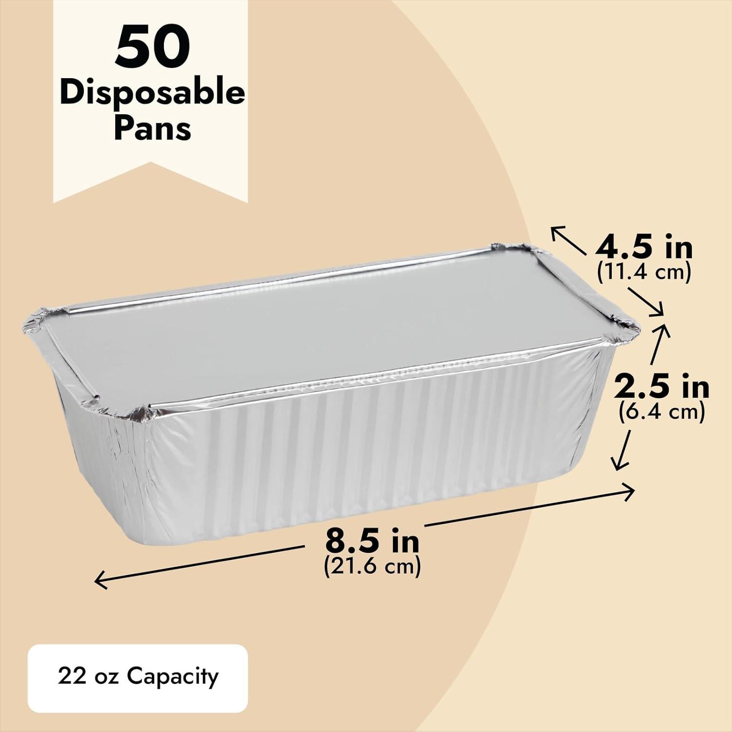 50-Pack Aluminum Disposable Loaf Pans with Lids for Baking