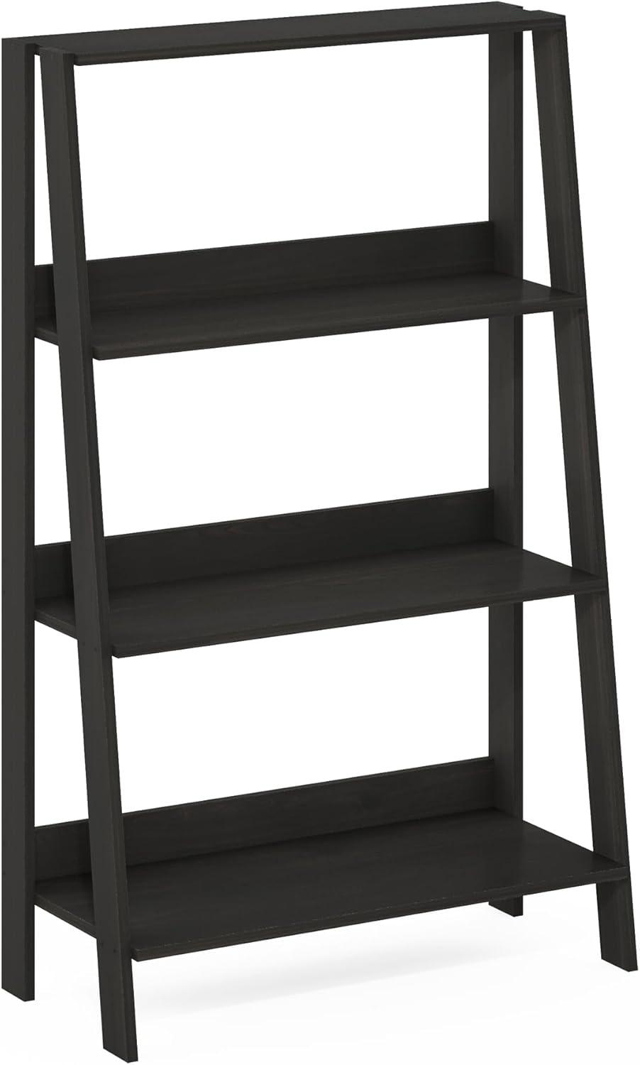 Furinno Ladder Bookcase Display Shelf, 4-Tier, Espresso