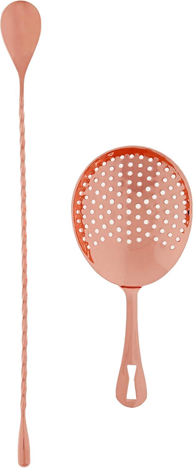 Copper and Pink 17 oz Cocktail Mixing Set with Strainer and Jigger