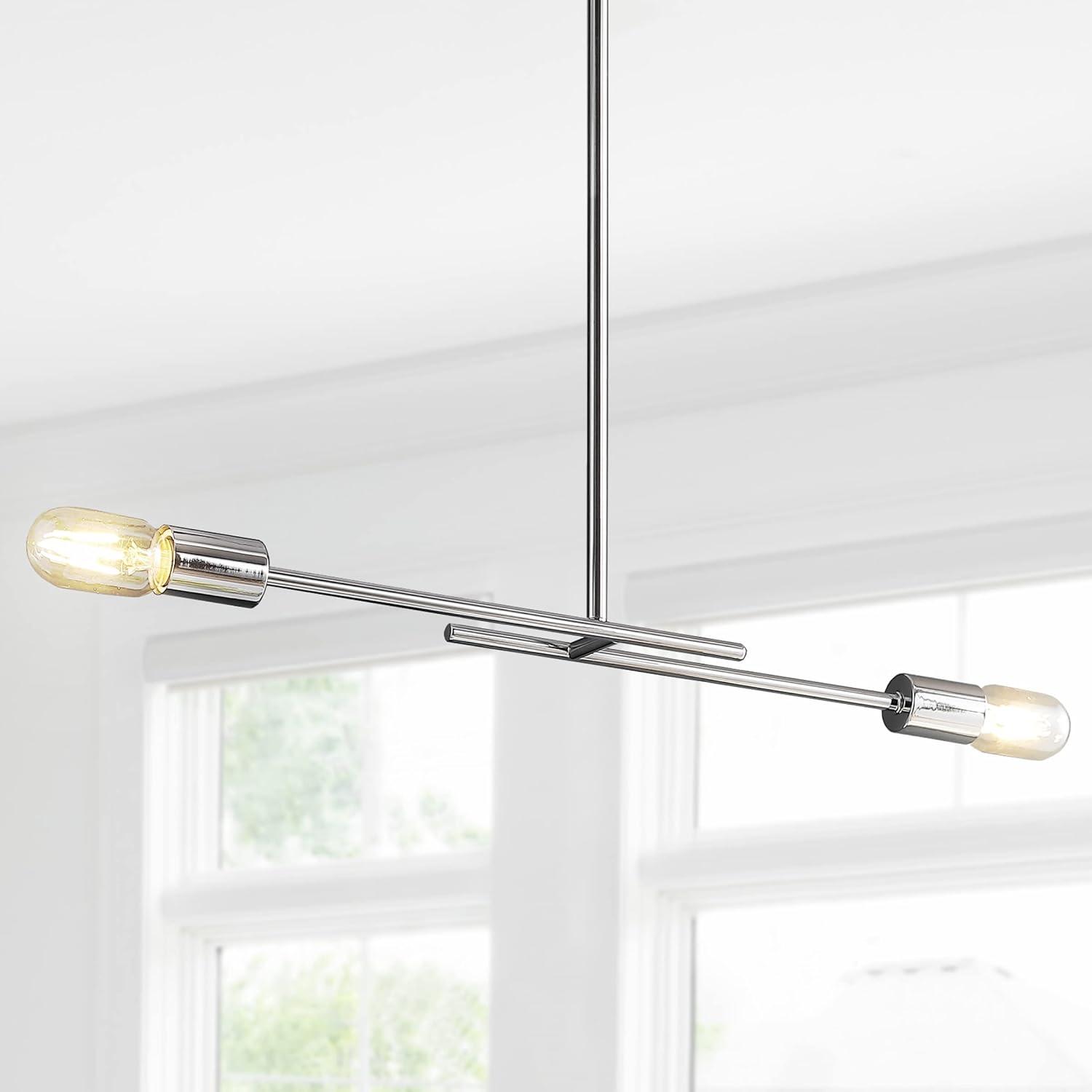 Turing 30.5" Adjustable Metal LED Linear Pendant, Chrome