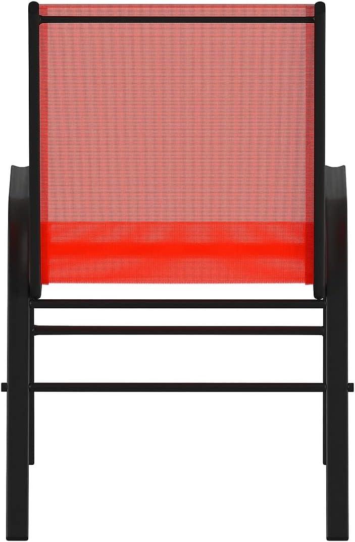 Flash Furniture Brazos Metal Patio Stack Chair in Red (Set of 4)