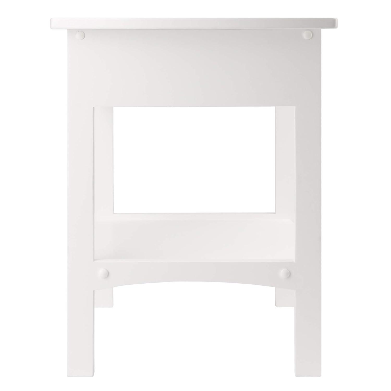 Claire Accent Table White - Winsome: Wood Composite Nightstand with Drawer & Shelf, Spot Clean