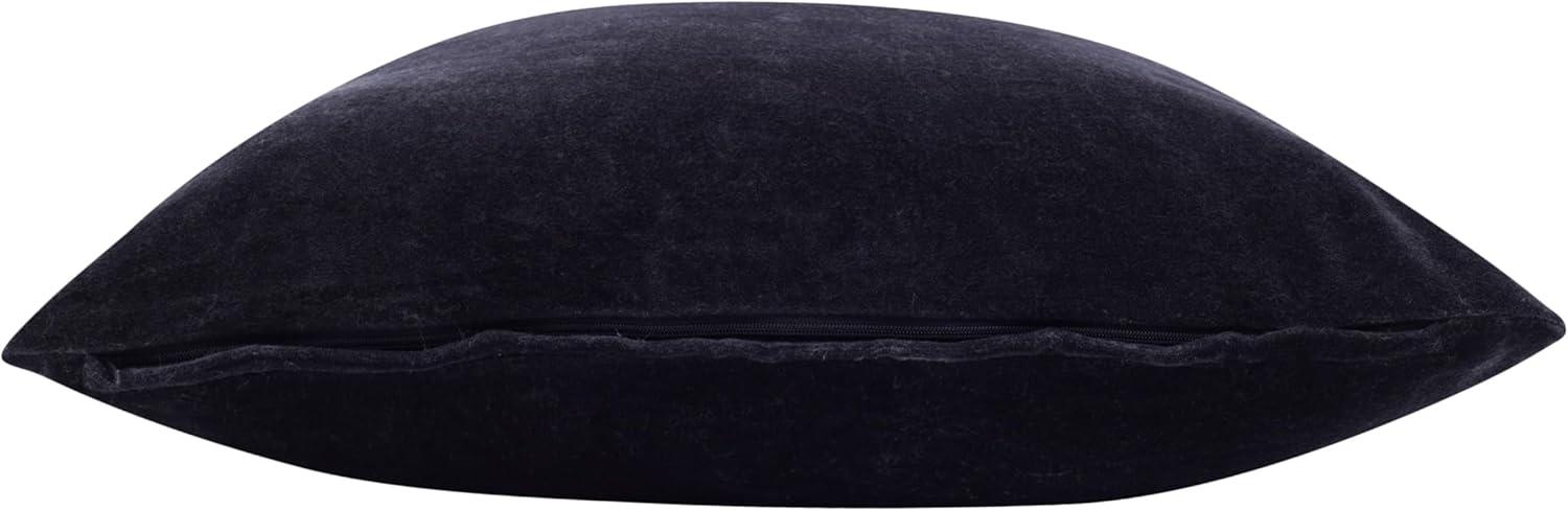 20" Black Cotton Velvet Square Throw Pillow