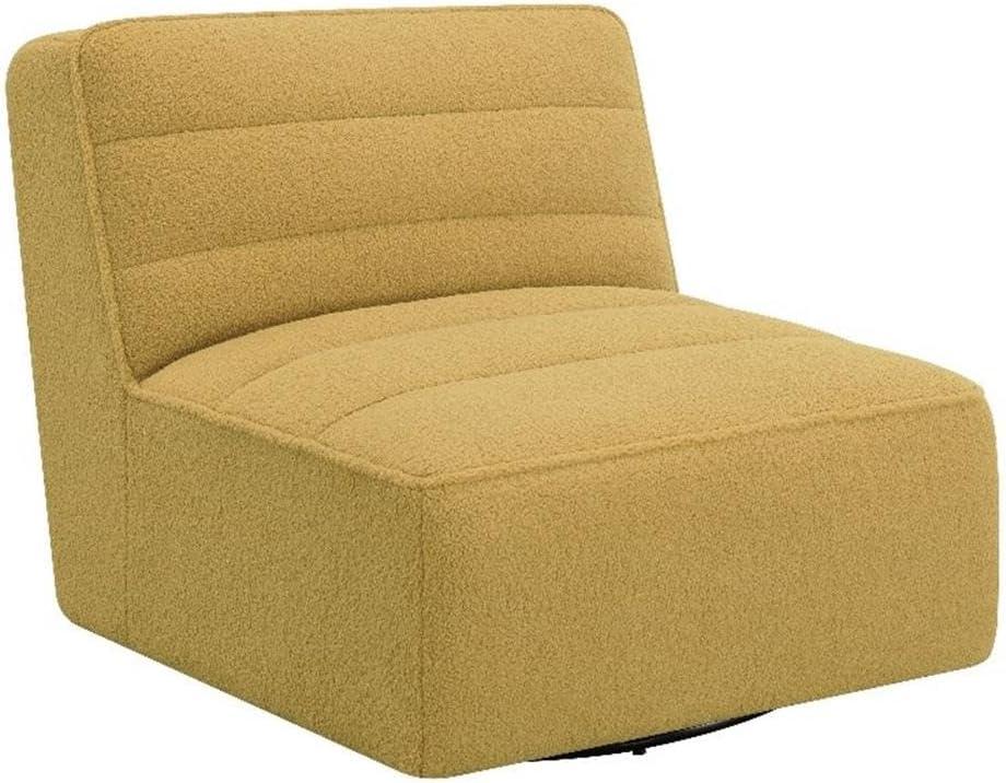 Coaster Modern Faux Leather Upholstered Swivel Chair in Mustard